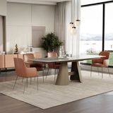 Enza Home Salda Metal Ayaklı, Mermer Yüzeyli Yemek Masası - Italyan Gri, 160 cm - Açık Gri - 160x90