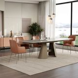 Enza Home Salda Metal Ayaklı, Mermer Yüzeyli Yemek Masası - Italyan Gri, 180 cm - Açık Gri - 180x90