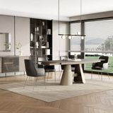 Enza Home Salda Metal Ayaklı, Seramik Yüzeyli Yemek Masası - Koyu Gri, 160 cm - 160x90