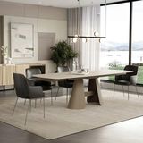 Enza Home Salda Metal Ayaklı, Traverten Yüzeyli Yemek Masası - 180 cm - Bej - 180x90