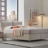 Enza Home Varena 55901 Açık Gri 160x200 cm Dokulu Kumaş Başlıklı Baza
