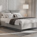 Enza Home Varena 55901 Açık Gri 180x200 cm Dokulu Kumaş Başlıklı Baza