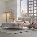 Enza Home Varena Başlıklı Karyola 2'li Set - Açık Gri - 200 x 200 cm