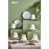 Enza Inci 6 Kişilik Porselen Fincan Takımı - 010 - Beyaz - 50 ml