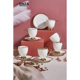Enza Line 6 Kişilik Porselen Fincan Takımı - Beyaz - 50 ml
