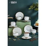 Enza Mihrap 6 Kişilik Porselen Fincan Takımı Beyaz 12 Parçalı Şık Tasarım ve Lüks Malzeme - 6 Adet - 50 ml