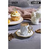 Enza Motto 6 Kişilik Porselen Fincan Takımı - 1 Adet - 50 ml