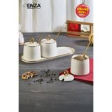 Enza Safir Standlı Porselen Gold Baharat Takımı 10 Parça