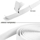 Enzelo - 5 Metre Arkası Yapışkanlı Beyaz Cırt Cırtlı Bant Amerikan Fermuarı 2 Cm Genişlik