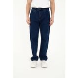 ENZİM JEANS Erkek 100% Pamuk Baggy Kot Pantolon Koyu Mavi 36