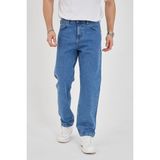 Enzim Jeans Erkek 100% Pamuk Baggy Kot Pantolon Mavi Geniş Paça Casual Stil ile Rahatlık Sunar - 30
