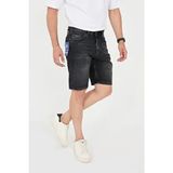 Enzim Jeans Erkek Düz Desenli Slim Fit Kot Şort Günlük Kullanım İçin %100 Pamuk - Siyah - 34