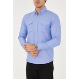 ENZİM JEANS Erkek Polycotton Gömlek Mavi XL