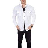 ENZİM JEANS Erkek Slim Fit Beyaz Kot Gömlek-1