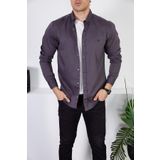 ENZİM JEANS Erkek Slim Fit Kot Gömlek Antrasit M