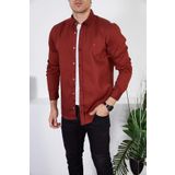 ENZİM JEANS Erkek Slim Fit Kot Gömlek Kiremit Rengi L