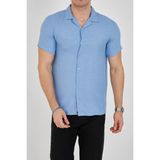 Enzim Jeans Erkek Slim Fit Polycotton Kısa Kol Gömlek - Açık Mavi