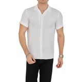 ENZİM JEANS Erkek Slim Fit Polycotton Kısa Kol Gömlek Beyaz 2XL