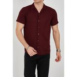 Enzim Jeans Erkek Slim Fit Polycotton Kısa Kol Gömlek - Bordo