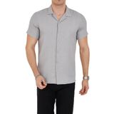 ENZİM JEANS Erkek Slim Fit Polycotton Kısa Kol Gömlek Gri XL