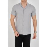 Enzim Jeans Erkek Slim Fit Polycotton Kısa Kol Gömlek - Gri