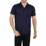 ENZİM JEANS Erkek Slim Fit Polycotton Kısa Kol Gömlek Lacivert 2XL