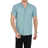 ENZİM JEANS Erkek Slim Fit Polycotton Kısa Kol Gömlek Turkuaz 2XL