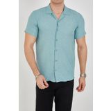 ENZİM JEANS Erkek Slim Fit Polycotton Kısa Kol Gömlek Turkuaz L