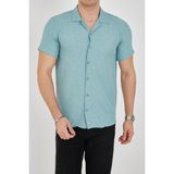 Enzim Jeans Erkek Slim Fit Polycotton Kısa Kol Gömlek - Turkuaz