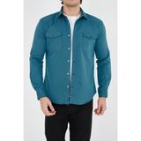 Enzim Jeans Erkek Yıkamalı Kot Gömlek - Açık Mavi - 2XL