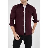 Enzim Jeans Erkek Yıkamalı Kot Gömlek - Bordo