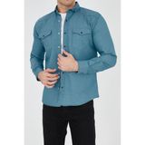 Enzim Jeans Erkek Yıkamalı Kot Gömlek - Kraliyet Mavisi