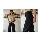Enzim Jeans Kadın Wide Leg Baggy Jeans %100 Pamuk Uzun Kesim Düz Desenli Denim Pantolon - Siyah - 42