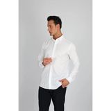 Enzo Ferrettı EF14 S 902 Beyaz Non-Iron Çift Kat Iplik, Slım Fıt,erkek Gömlek - 2XL