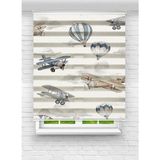 Enzo Home Uçak ve Balon Desenli Baskılı Zebra Stor Perde – Erkek Çocuk Odası Dekoratif Zebra Perde - Renkli - 160 x 180 cm