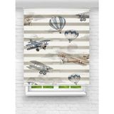 Enzo Home Uçak ve Balon Desenli Baskılı Zebra Stor Perde – Erkek Çocuk Odası Dekoratif Zebra Perde - Renkli - 180 x 280 cm
