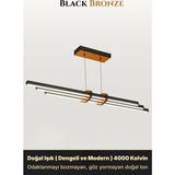Enzo Light Cosmo Bronz Lineer LED Sarkıt Avize – Kumandalı Dim Edilebilir – Aşağı Işık - Doğal Işık