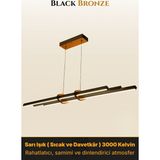 Enzo Light Cosmo Bronz Lineer LED Sarkıt Avize – Kumandalı Dim Edilebilir – Yukarı & Aşağı Işık - Sarı Işık