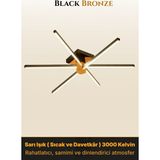 Enzo Light Nova 6 Bronz LED Tavan Avize – Kumandalı Dim Edilebilir – Aşağı Işık - Sarı Işık