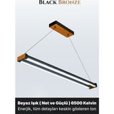 Enzo Light Vega Bronz Lineer LED Sarkıt Avize – Kumandalı Dim Edilebilir – Aşağı Işık - Beyaz Işık