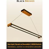 Enzo Light Vega Bronz Lineer LED Sarkıt Avize – Kumandalı Dim Edilebilir – Aşağı Işık - Sarı Işık