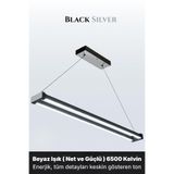 ENZO LIGHT Vega Silver 6500K Lineer LED Sarkıt Avize – Kumandalı Dim Edilebilir – Aşağı Işık 30 x 60