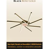 Enzo Light Zenit 8 Rose Gold LED Tavan Avize – Kumandalı Dim Edilebilir – Aşağı Işık - Sarı Işık