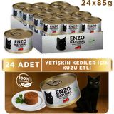 Enzo Natural Kuzu Etli Konserve Yaş Kedi Maması 85 GRX24