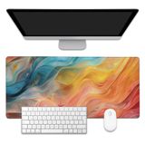 EOBKLAX Soyut Mermer Masa Matı, Büyük Oyun Fare Altlığı, Kaymaz Kauçuk Tabanlı Masa Pedi, Masa Ofis Ev Dekoru için Dikişli Kenarları 80 x 40 cm