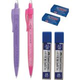eOfis Faber-Castell 0.7 mm Tri Click Versatil Kalem 2'li Uç ve Sınav Silgisi ile Kullanıma Uygun