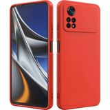 Eonaks Xiaomi Poco M4 Pro Kamera Korumalı Silikon Rubber Arka Kapak Kırmızı Kılıf