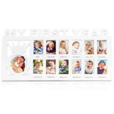 Eorbow Yeni Doğan Bebek Resim Çerçevesi, 15" x 7.3" My First Year Çerçeve, Plastik 12 Aylık Bebek Fotoğraf Çerçevesi, Anılar için Aylık Kilometre Taşı Hatıra Çerçevesi, 1. Doğum Günü Hediyesi, 13