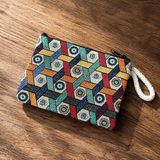 Eos Kolektif Geometrik Desenli Goblen Dokuma Mini El Çantası - 10 x 15 cm - Çok Renkli