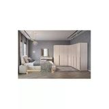 Eos Mobilya Modern Led’li Köşe Yatak Odası Takımı | 346X246 Cm Gardırop + Karyola, Komodin, Şifonyer